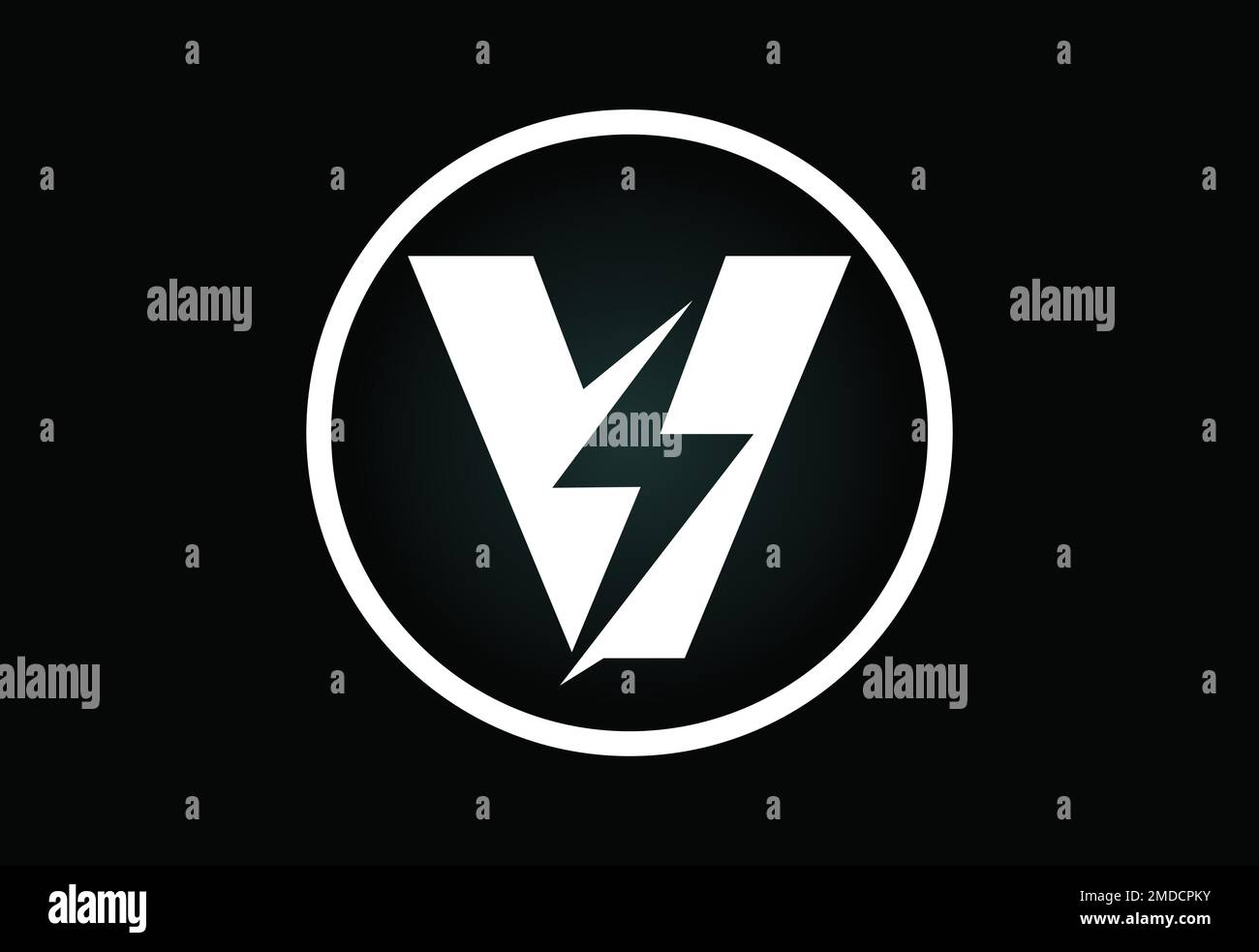 Initial V letter logo design with lighting thunder bolt. Electric bolt ...