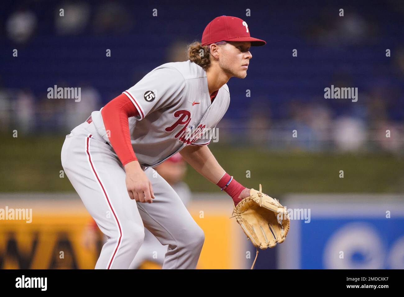 Philadelphia Phillies' Brad Miller (13) in action during a baseball game  against the Washington Nationals, Thursday, July 29, 2021, in Philadelphia.  (AP Photo/Laurence Kesterson Stock Photo - Alamy