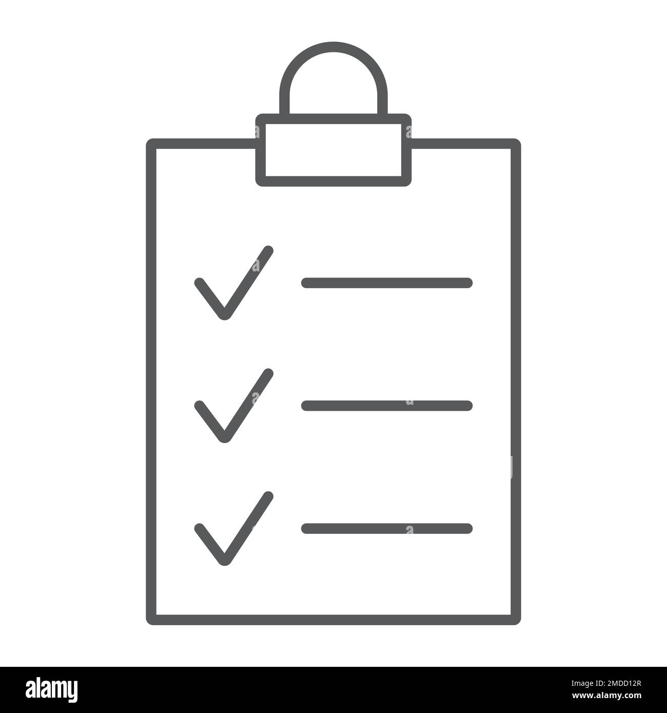 Clipboard thin line icon, office and work, board sign, vector graphics ...