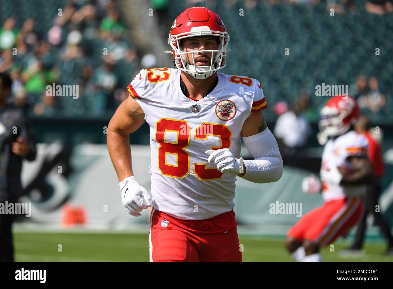 Kansas City Chiefs tight end Noah Gray during pre-game warmups before an  NFL football game against the Pittsburgh Steelers, Sunday, Dec. 26, 2021 in Kansas  City, Mo. (AP Photo/Reed Hoffmann Stock Photo 