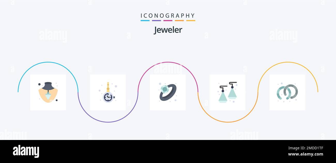 Jewellery Flat 5 Icon Pack Including . hoops. diamond. earrings. jewelry Stock Vector