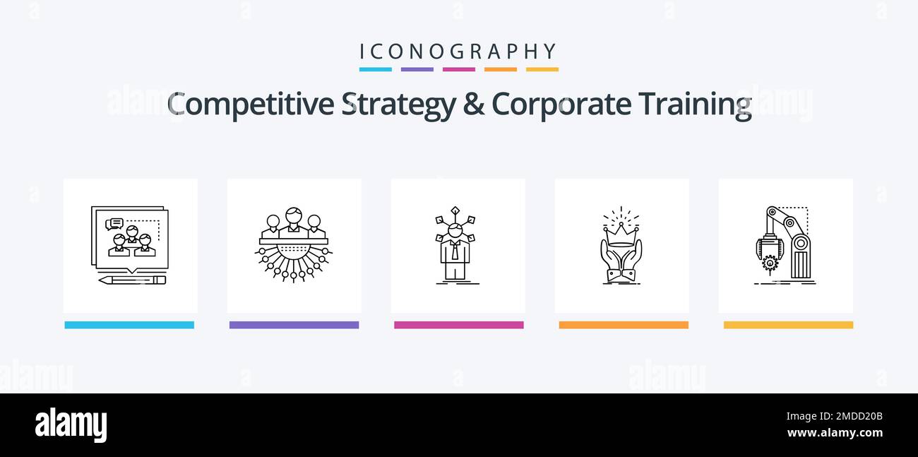 Competitive Strategy And Corporate Training Line 5 Icon Pack Including innovation. concept. forward. business. lesson. Creative Icons Design Stock Vector
