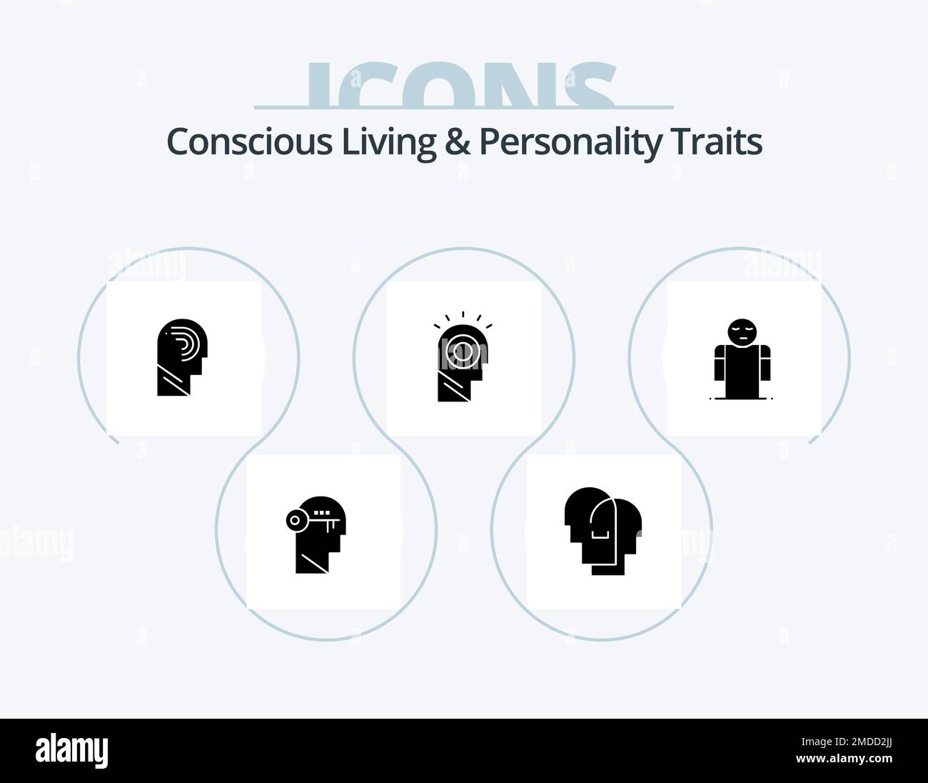 Concious Living And Personality Traits Glyph Icon Pack 5 Icon Design