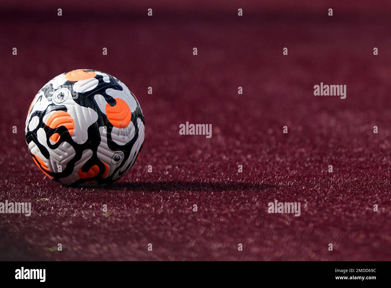 A Ball Sits On The Pitch Before An English Premier League Soccer Match A Ball Sits On The Pitch Before An English Premier League Soccer Match