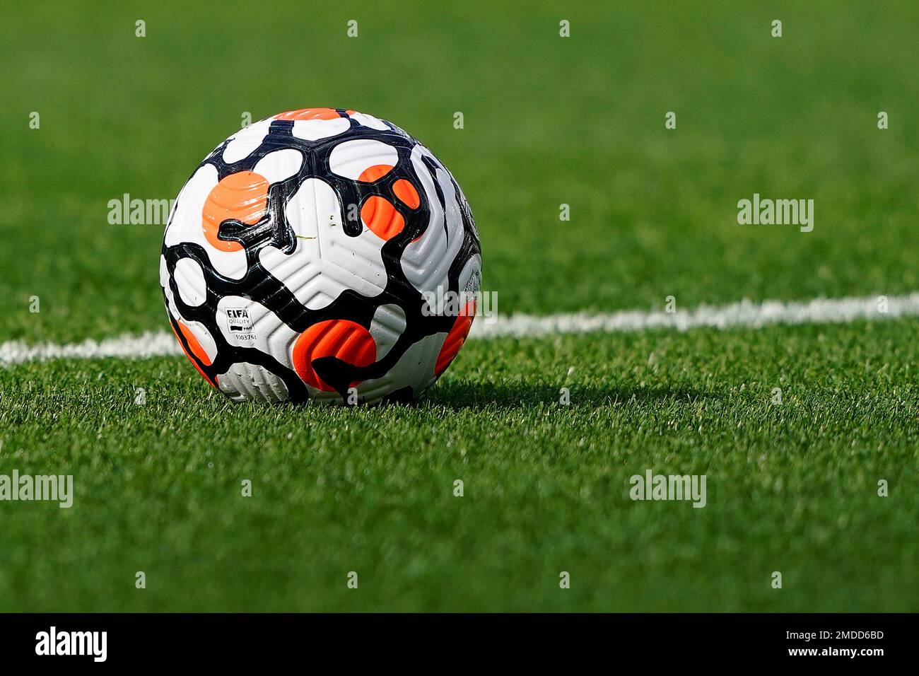 A Ball Sits On The Pitch Before An English Premier League Soccer Match A Ball Sits On The Pitch Before An English Premier League Soccer Match