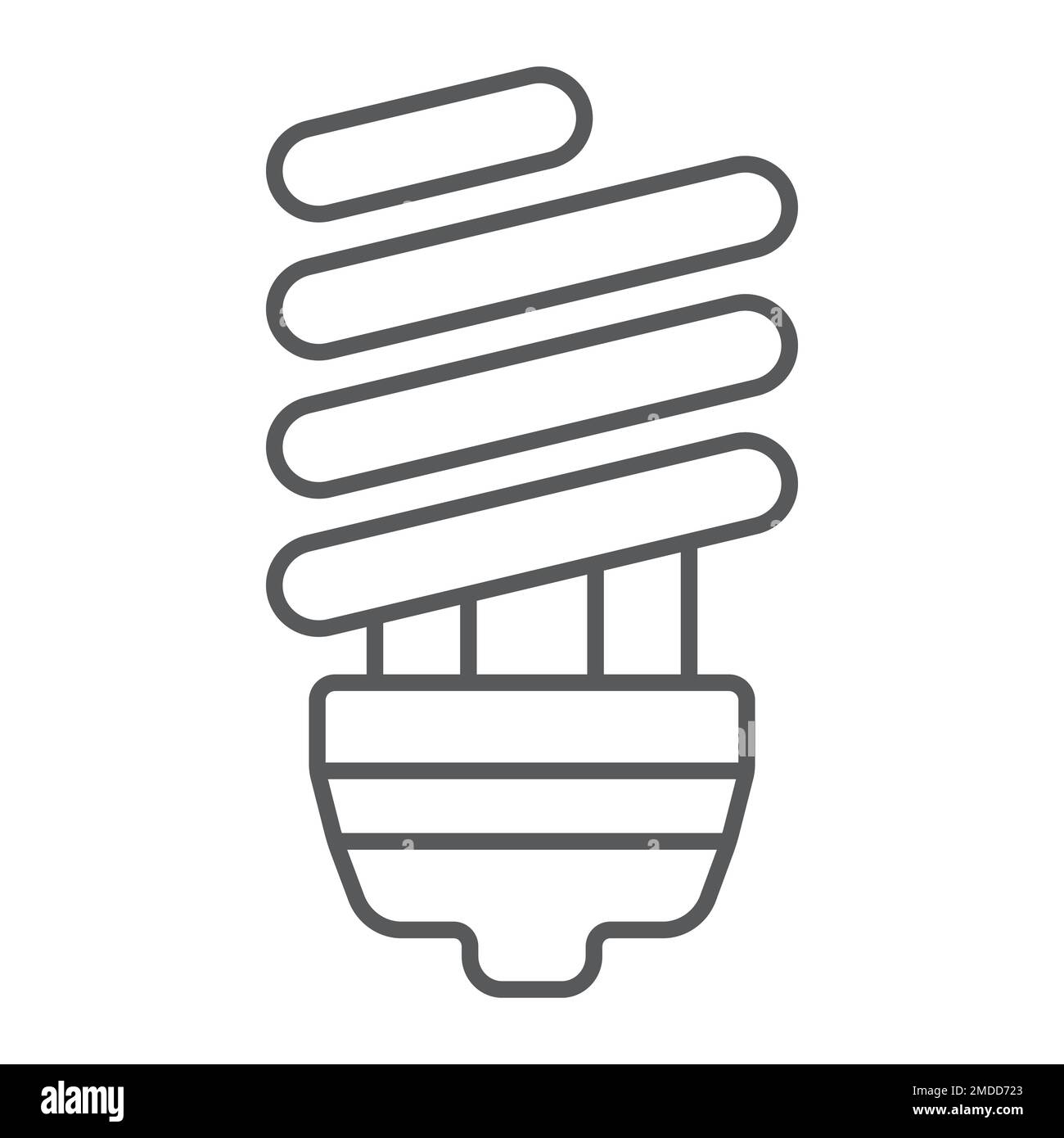 Energy saving thin line icon, ecology lamp and energy, fluorescent lamp ...