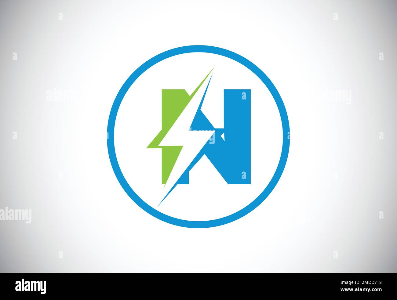 Initial N letter logo design with lighting thunder bolt. Electric bolt ...