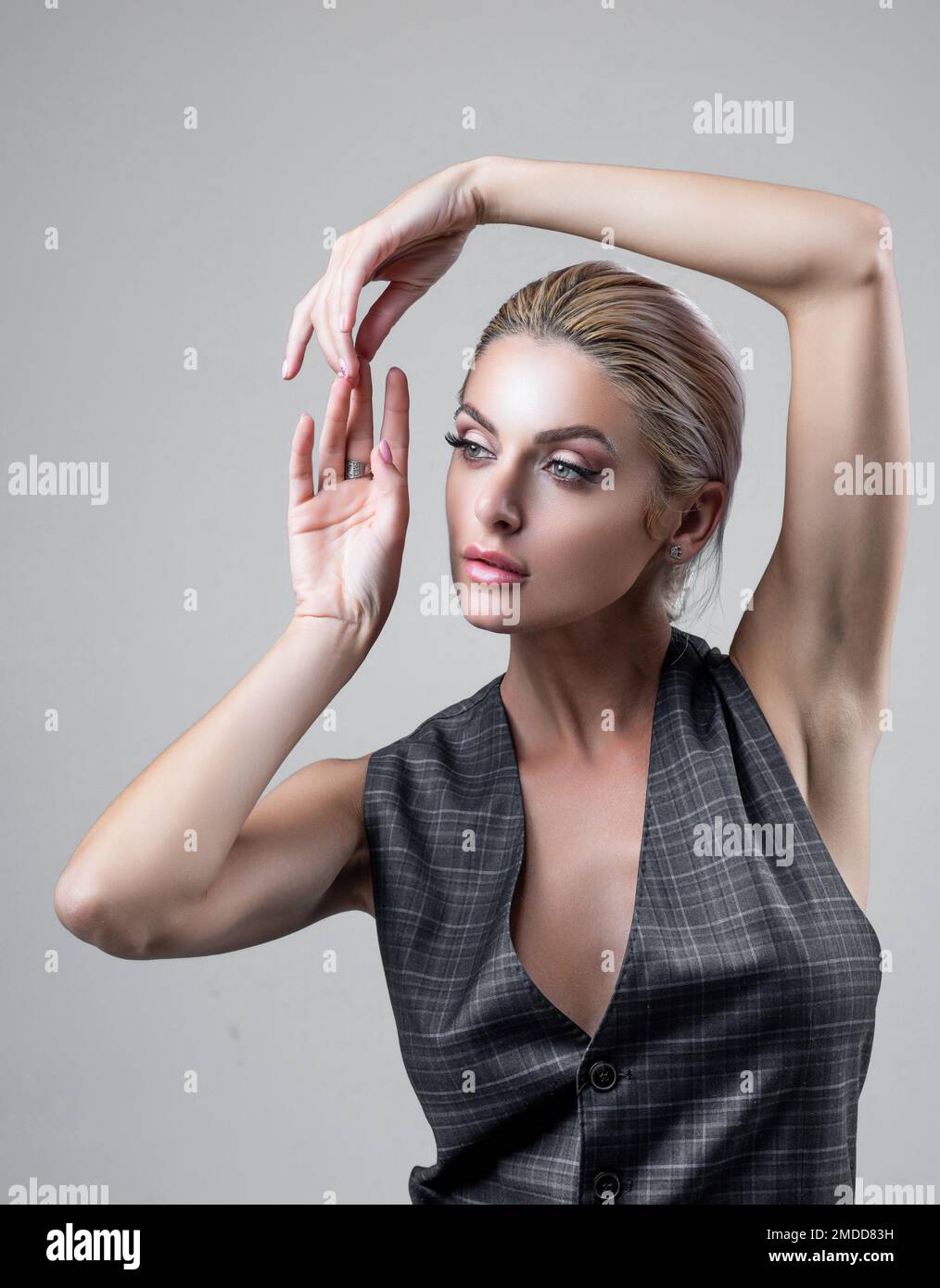 Pretty woman holding arms up showing smooth armpits. Armpit hair removal epilation Stock Photo - Alamy Pretty woman holding arms up showing smooth armpits. Armpit hair removal epilation Stock Photo - Alamy