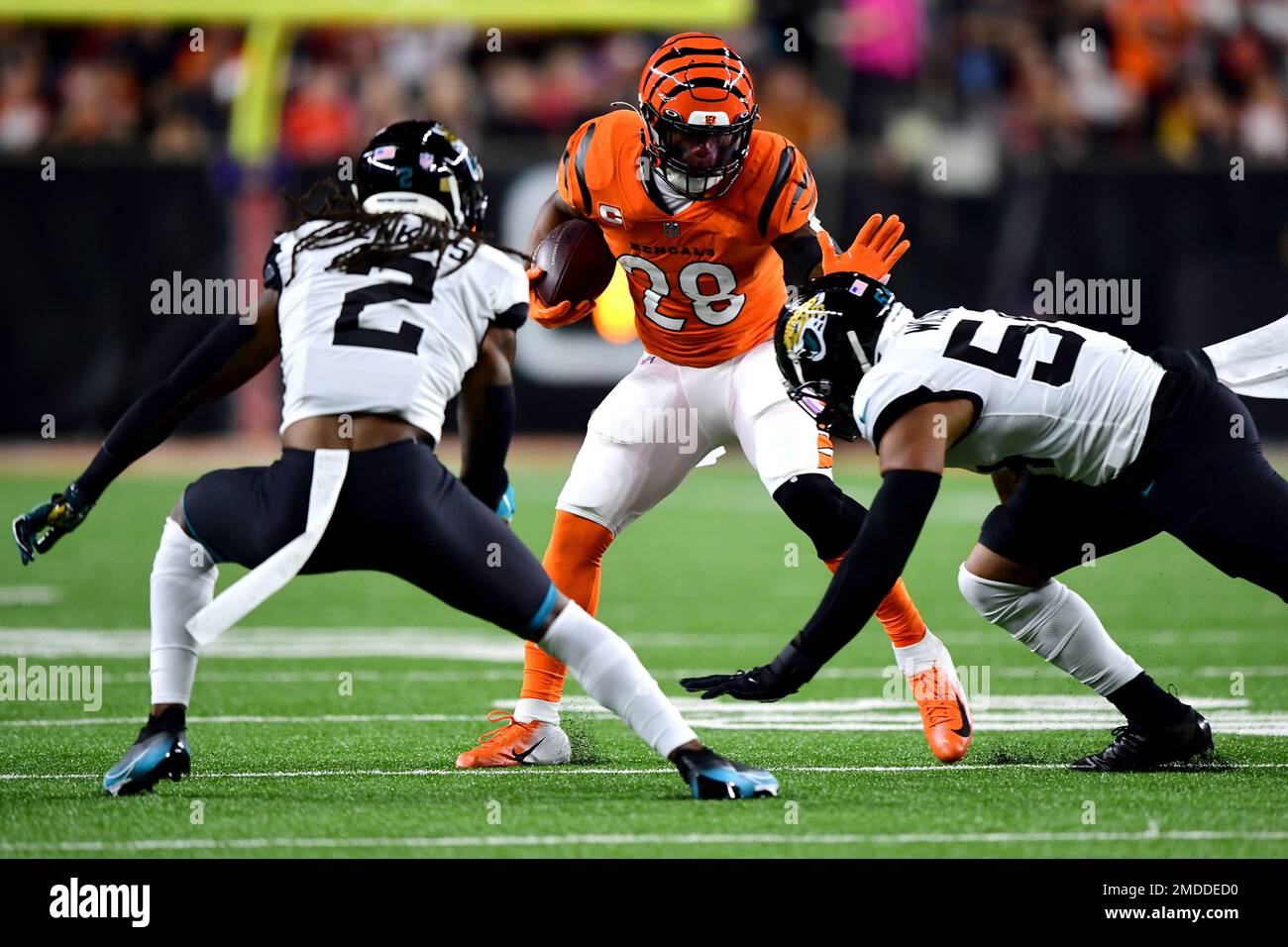 Joe Mixon of the Cincinnati Bengals runs with the ball during the