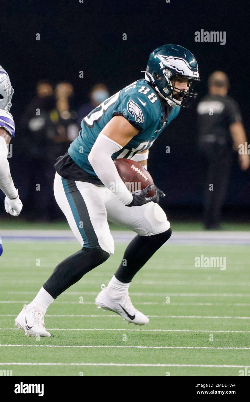 Philadelphia Eagles tight end Dallas Goedert (88) has his jersey ripped  during the second half of an NFL football game against the Los Angeles  Chargers on Sunday, Nov. 7, 2021, in Philadelphia. (