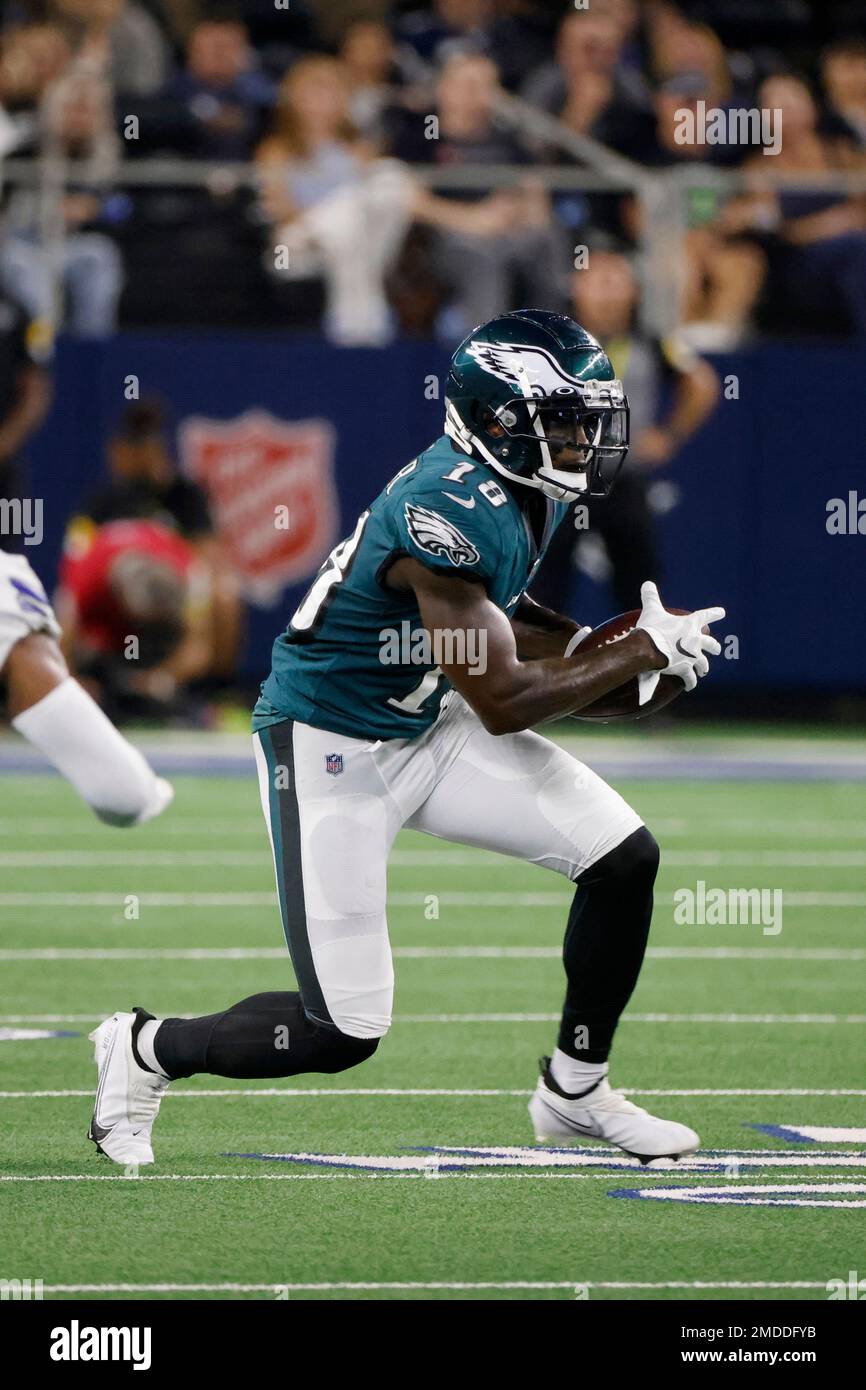 Jalen Reagor of the Philadelphia Eagles in action against the Dallas