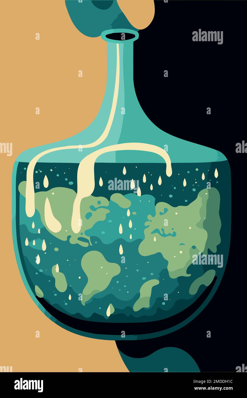 illustration of water bottle with earth inside made to