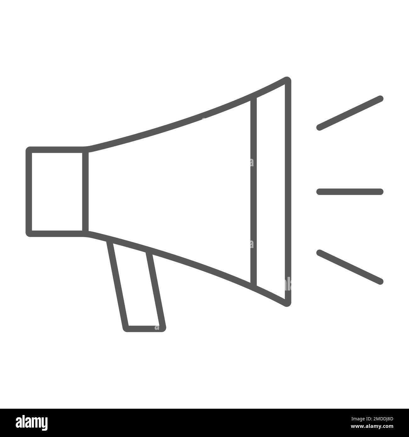 Loudspeaker thin line icon, contact us and bullhorn, megaphone sign, vector graphics, a linear pattern on a white background, eps 10. Stock Vector