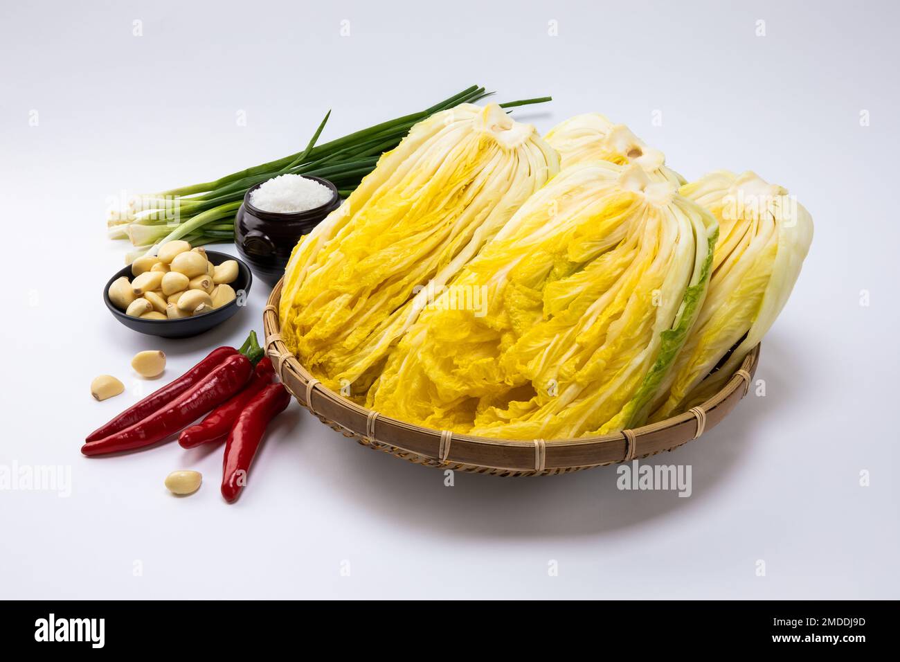 Kimchi Cabbage. Korean traditional, kimchi ingredients, salted cabbage. Stock Photo