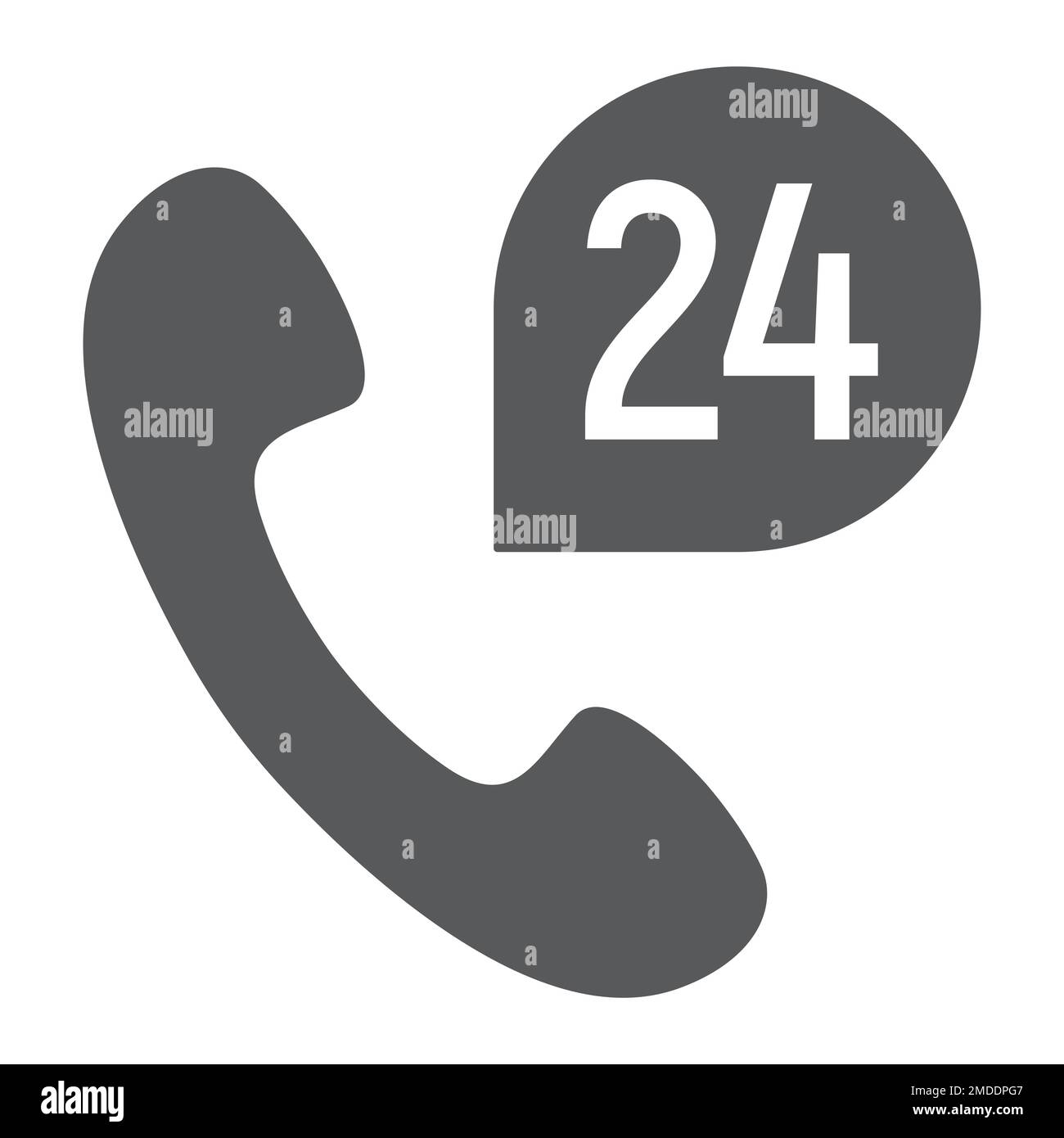 Call 24 glyph icon, support and all day, button sign, vector graphics ...