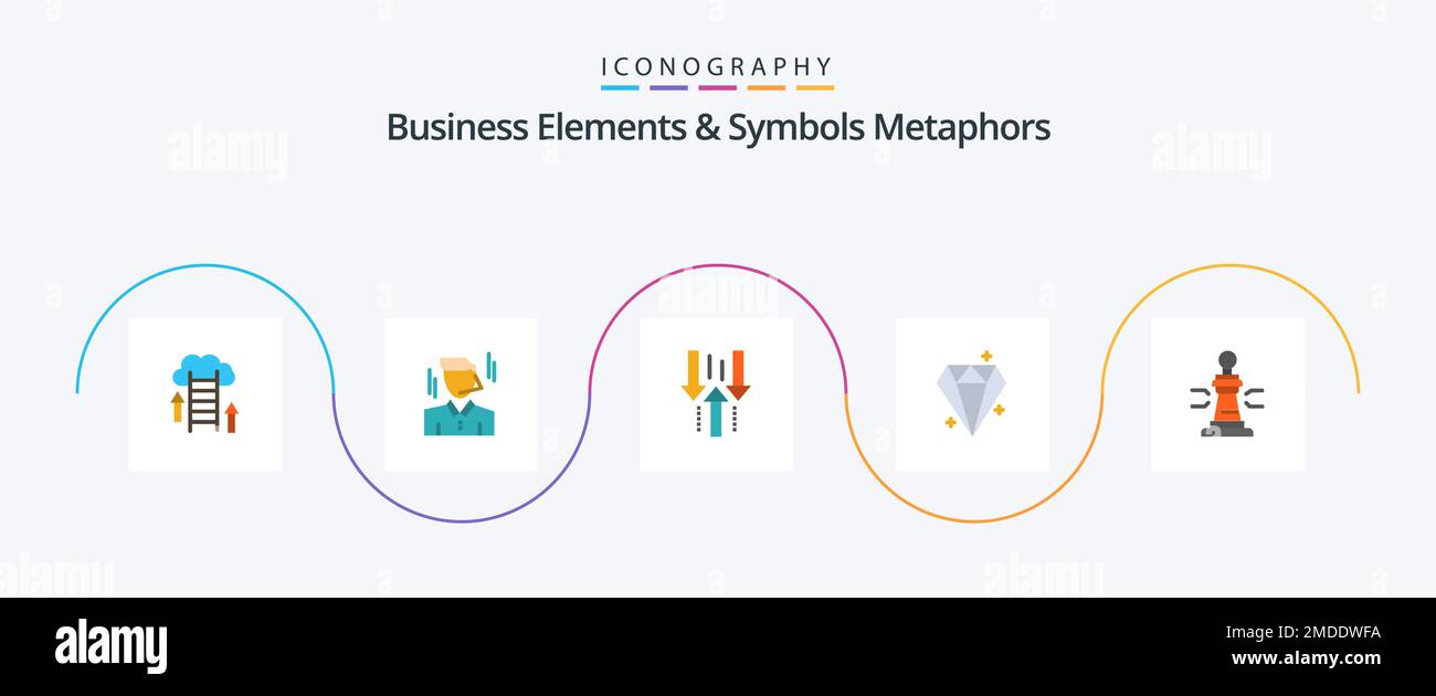 Business Elements And Symbols Metaphors Flat 5 Icon Pack Including prize. crystal. man. diamound. upload Stock Vector