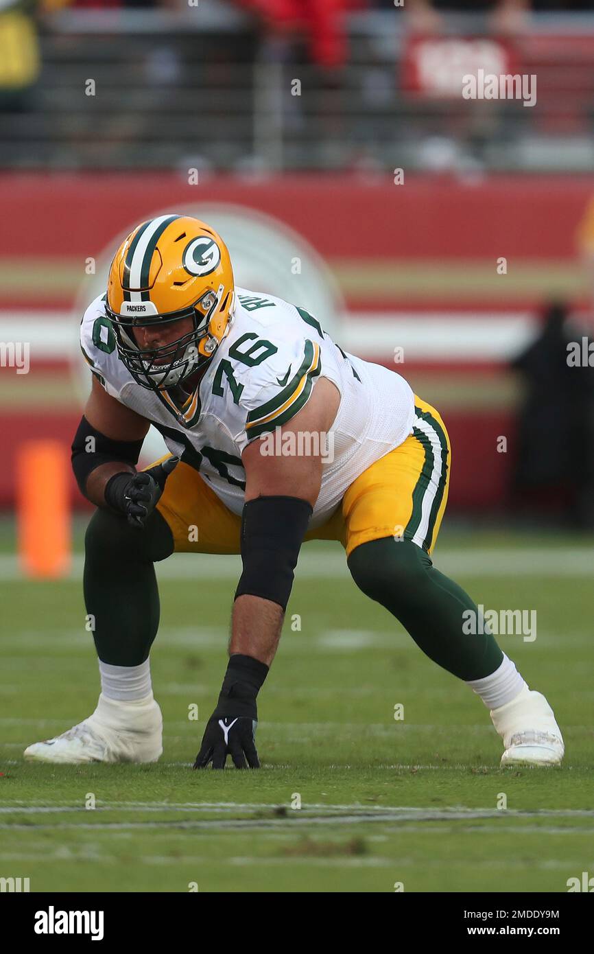 Green Bay Packers guard Jon Runyan (76) blocks during the first half of an  NFL football game against the Chicago Bears, Sunday, Dec. 4, 2022, in  Chicago. (AP Photo/Kamil Krzaczynski Stock Photo - Alamy