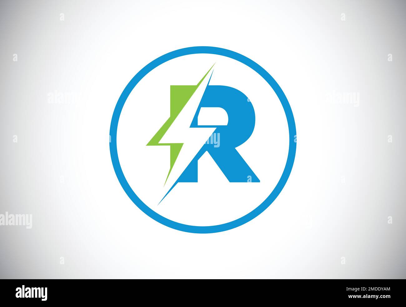 Initial R letter logo design with lighting thunder bolt. Electric bolt ...