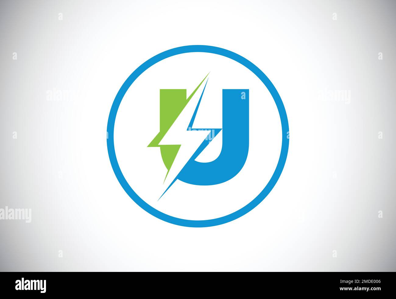 Initial U letter logo design with lighting thunder bolt. Electric bolt ...