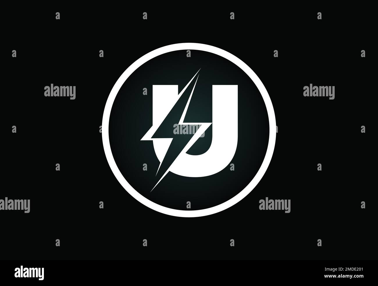 Initial U letter logo design with lighting thunder bolt. Electric bolt ...