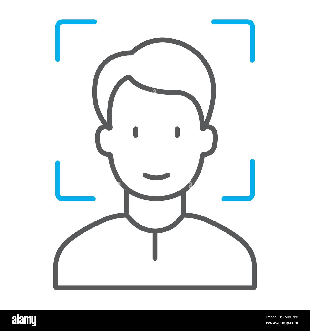 Face ID thin line icon, face recognition and face identification, face
