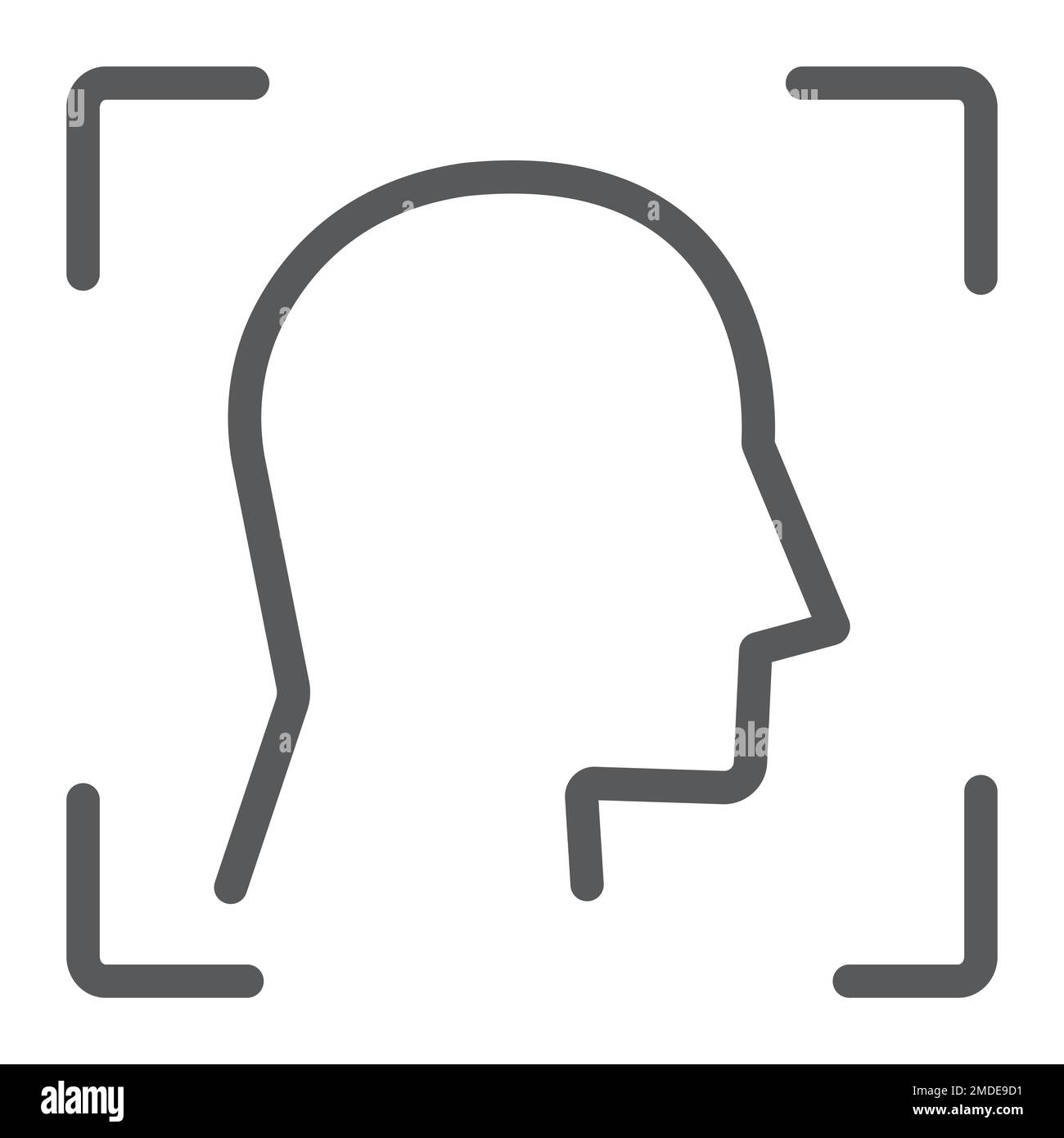 Face ID line icon, face recognition and face identification, face