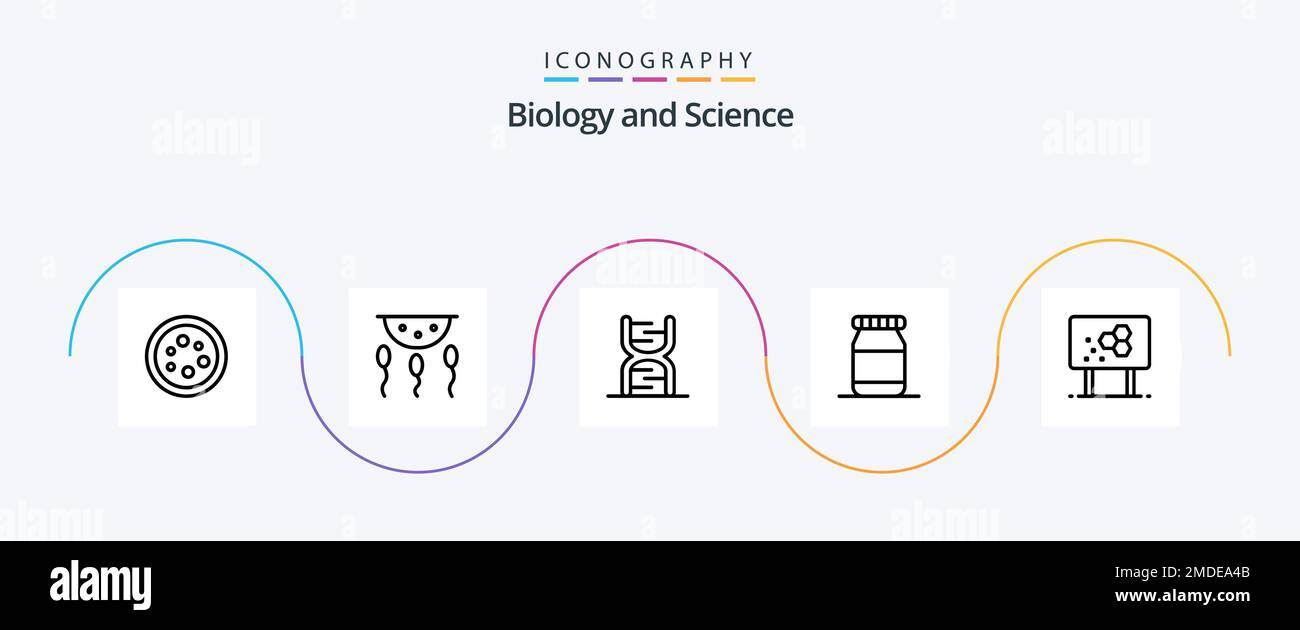 Biology Line 5 Icon Pack Including biochemistry. bottle. laboratory ...