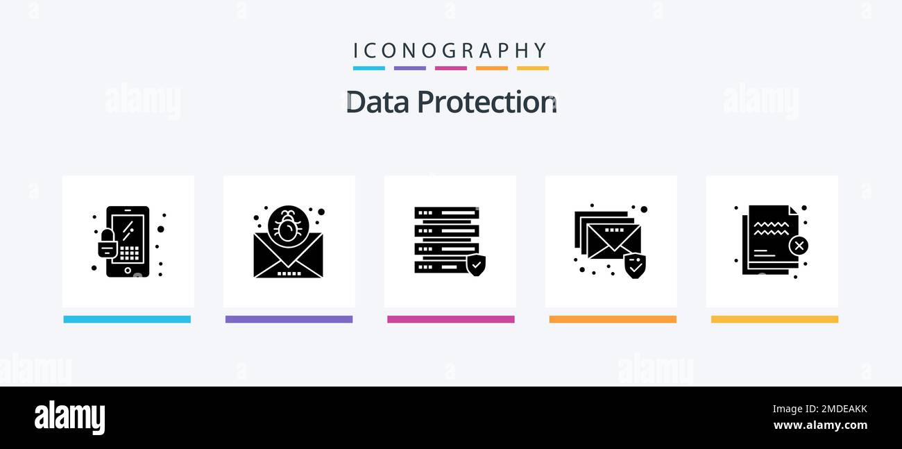 Data Protection Glyph 5 Icon Pack Including security. file. data. deny ...