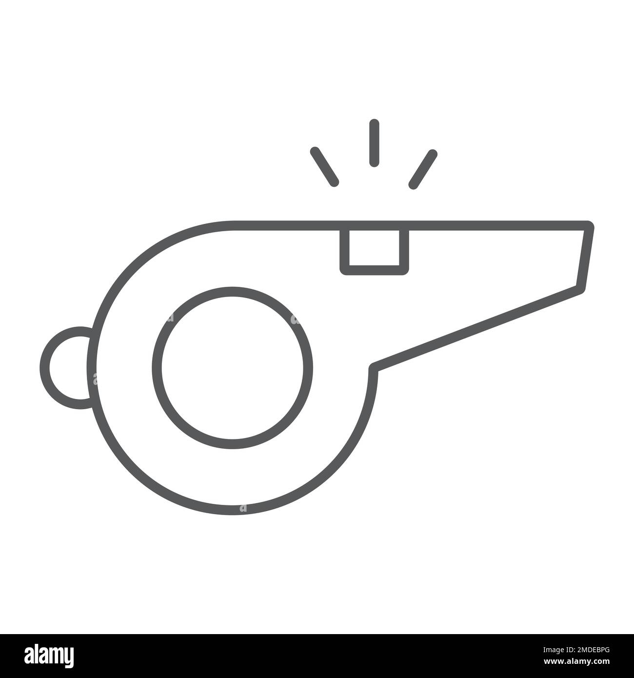 Whistle thin line icon, game and sport, referee sign, vector graphics ...