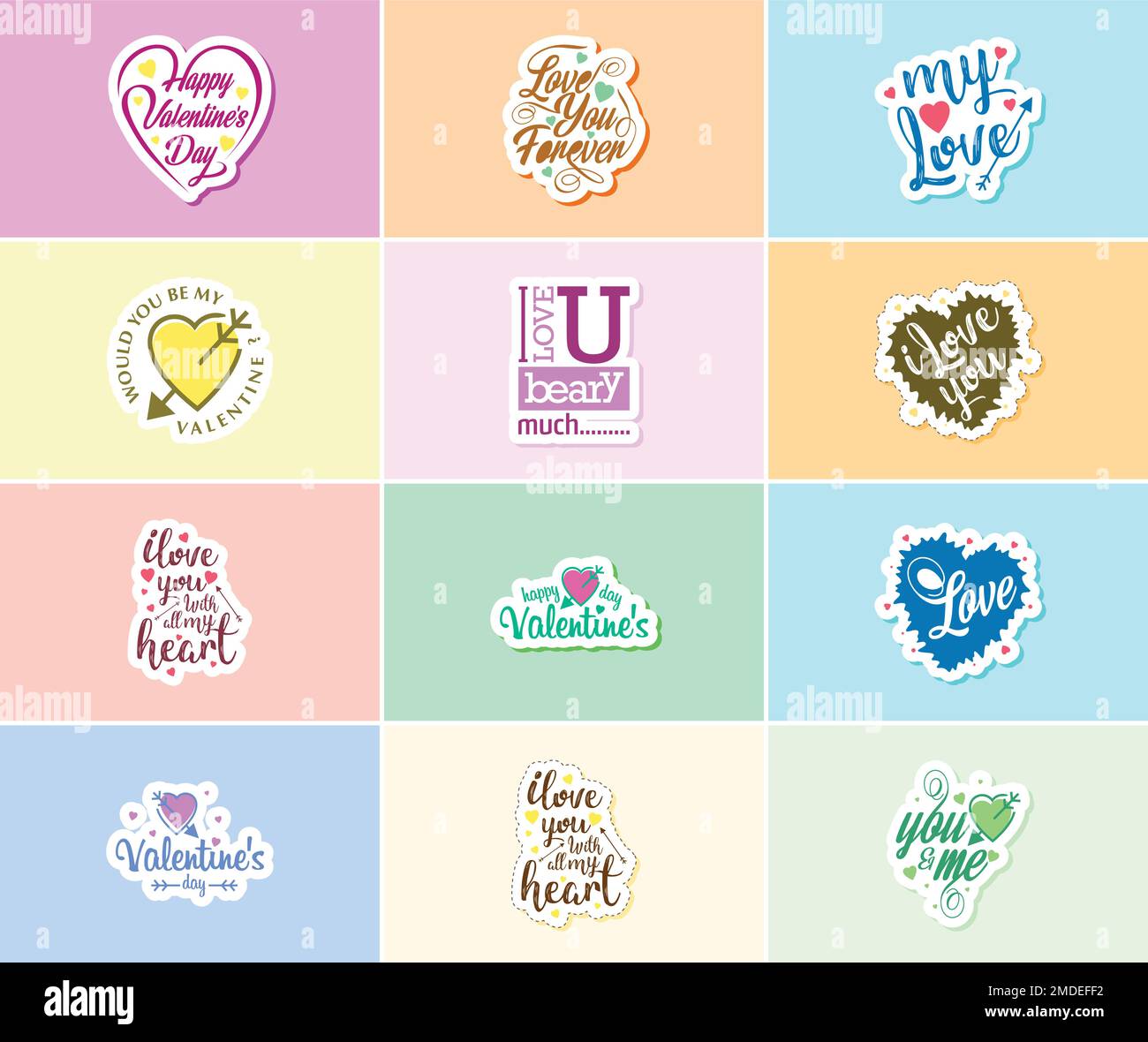 Cute Valentines Day Stickers - Love Sticke Graphic by Happy