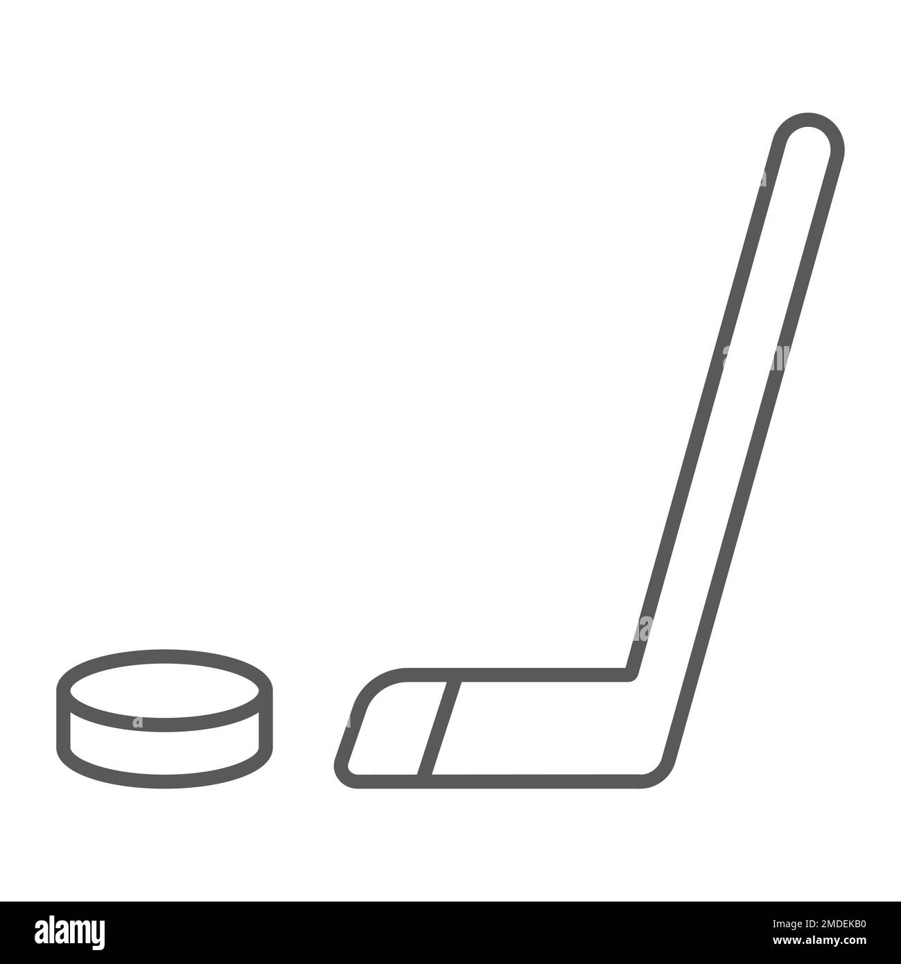 Hockey thin line icon, game and sport, hockey stick sign, vector