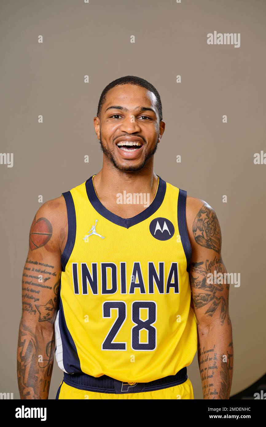 Indiana Pacers guard Keifer Sykes 28 poses for a portrait during the NBA basketball team s media day in Indianapolis Monday Sept. 27 2021. AP Photo AJ Mast Stock Photo Alamy