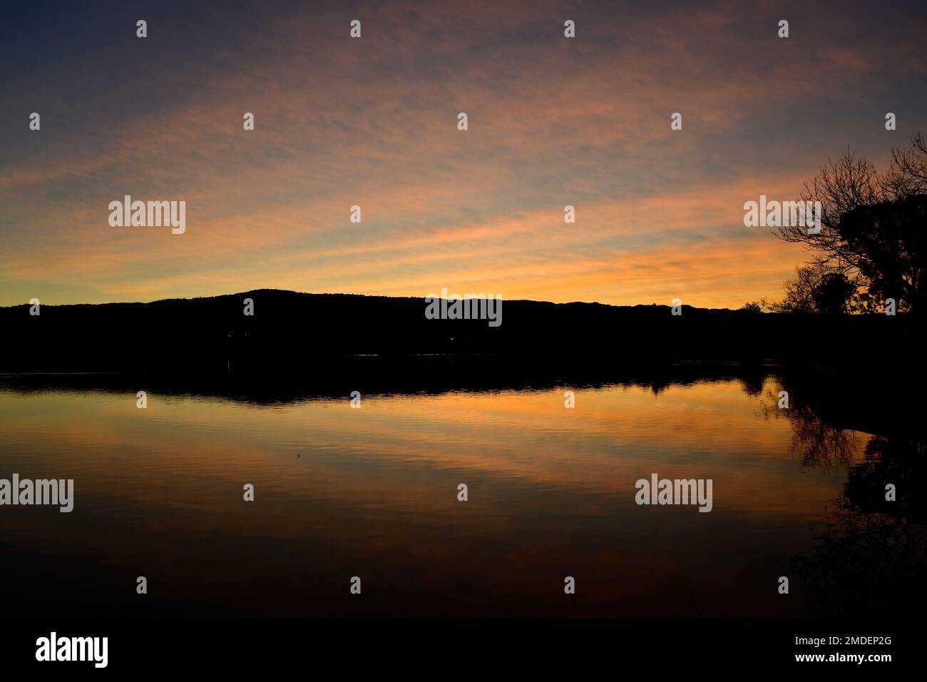 Beautiful Sunset Cloud Reflection in Camden Pond 3 Stock Photo