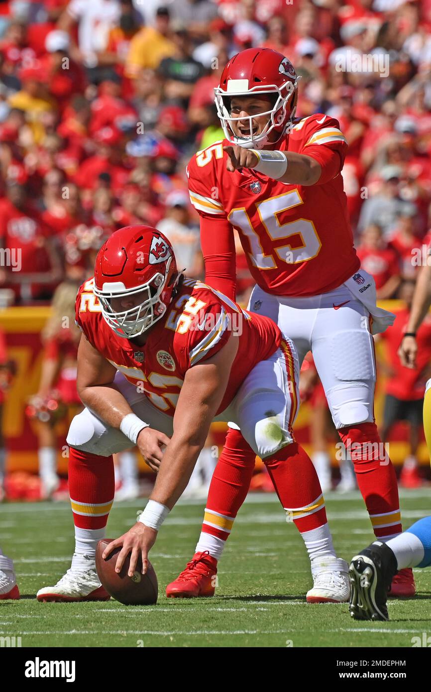 September 16, 2021, Kansas City, Missouri. Emblem of a professional  American football team Kansas City Chiefs based in Kansas City at the  sports stadi Stock Photo - Alamy