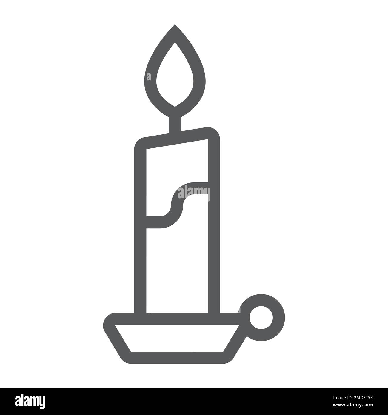 Candle line icon, flame and fire, candlelight sign, vector graphics, a