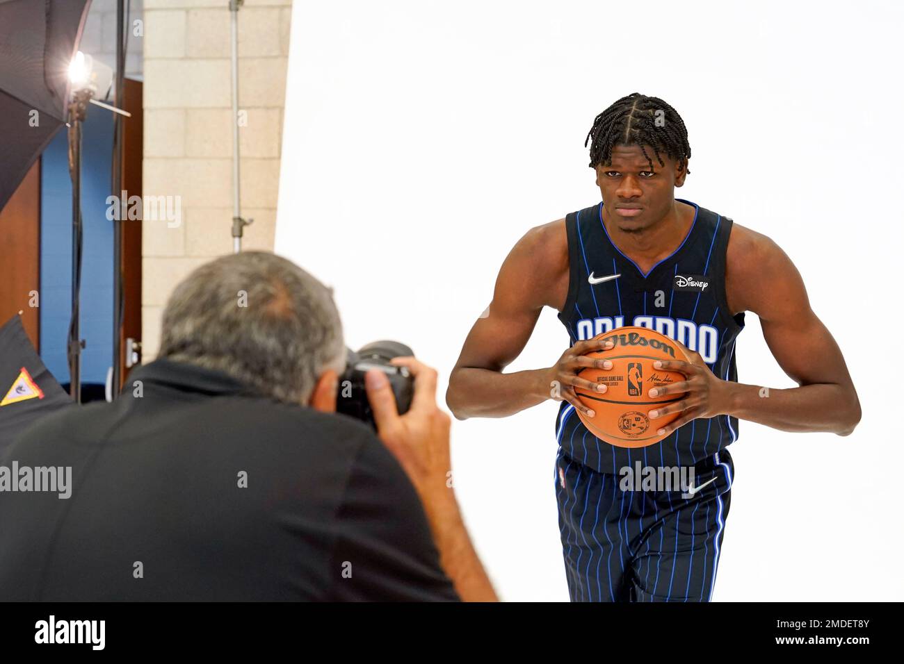 Orlando Magic center Mo Bamba poses for a photo during NBA basketball ...