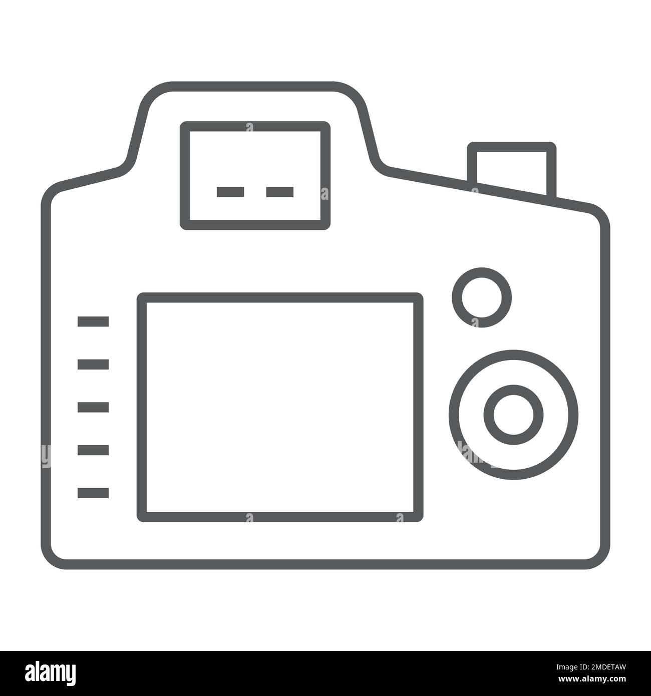Back camera thin line icon, electronic and device, digital photo camera sign, vector graphics, a linear pattern on a white background, eps 10. Stock Vector
