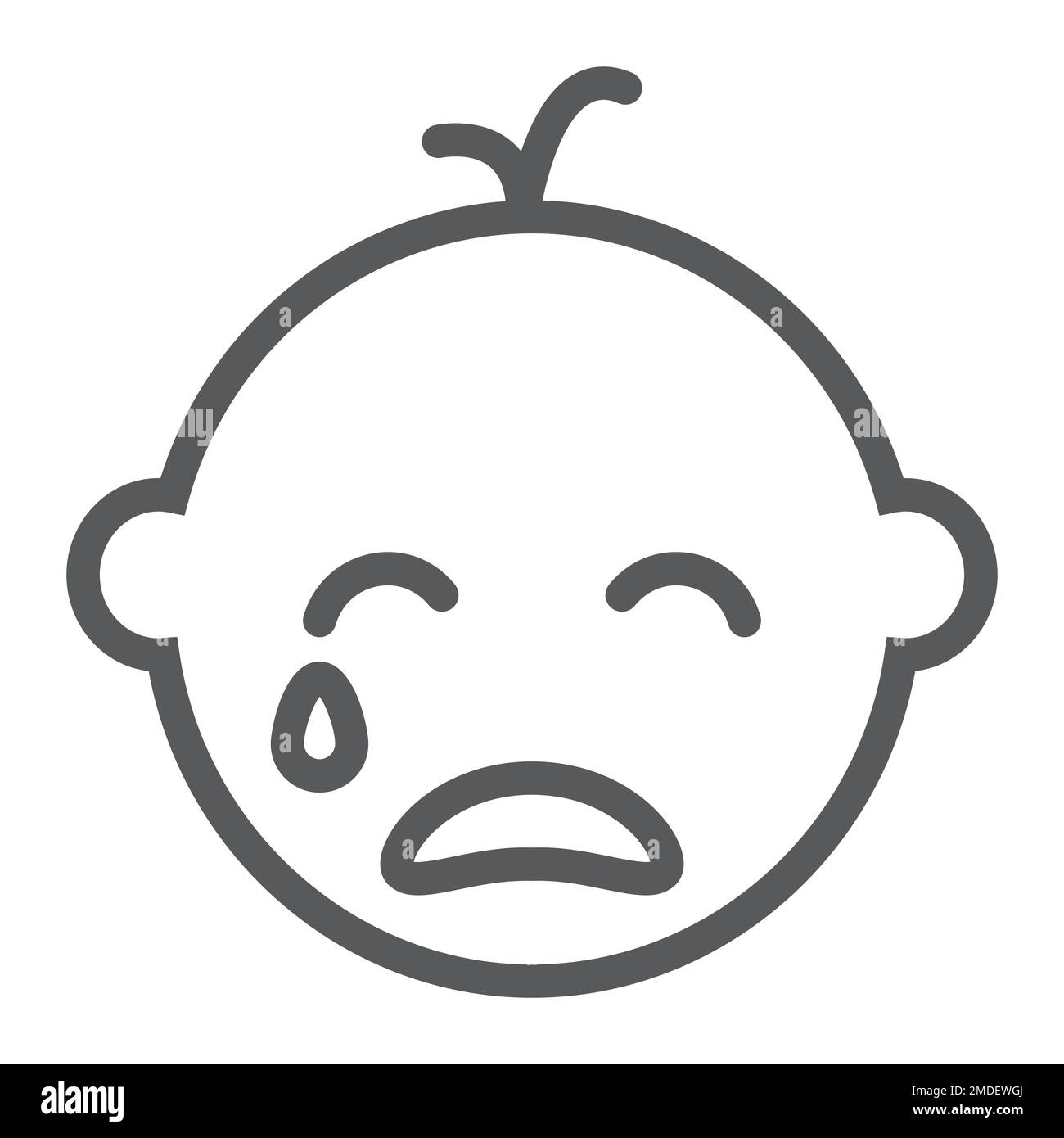 Baby boy cry line icon, emotion and child, face sign, vector graphics ...