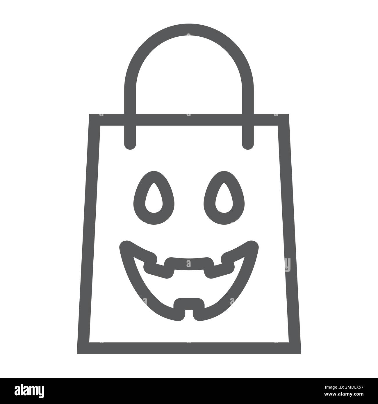 Halloween shopping bag line icon, package and shop, packet sign, vector ...