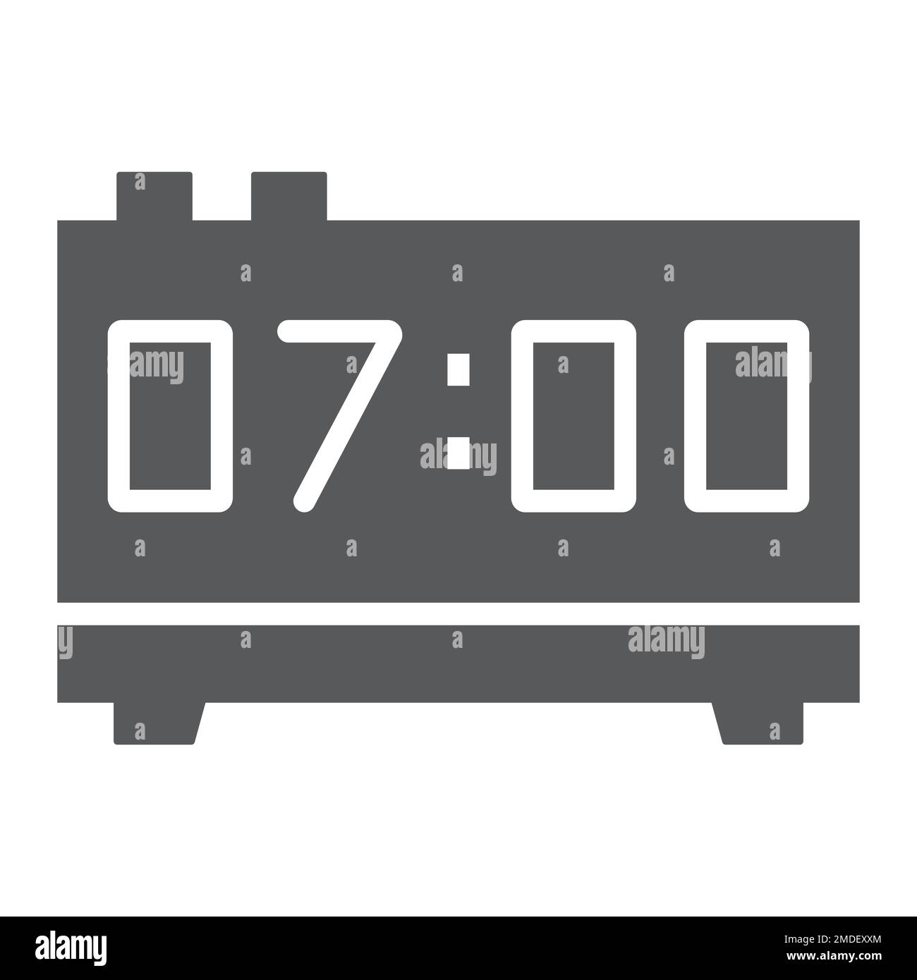 Digital clock thin line icon, electronic and digital, alarm sign ...