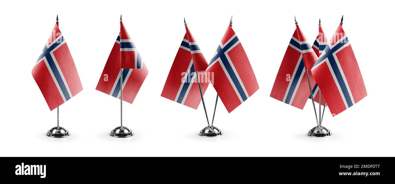 Small national flags of the Norway on a white background Stock Photo ...