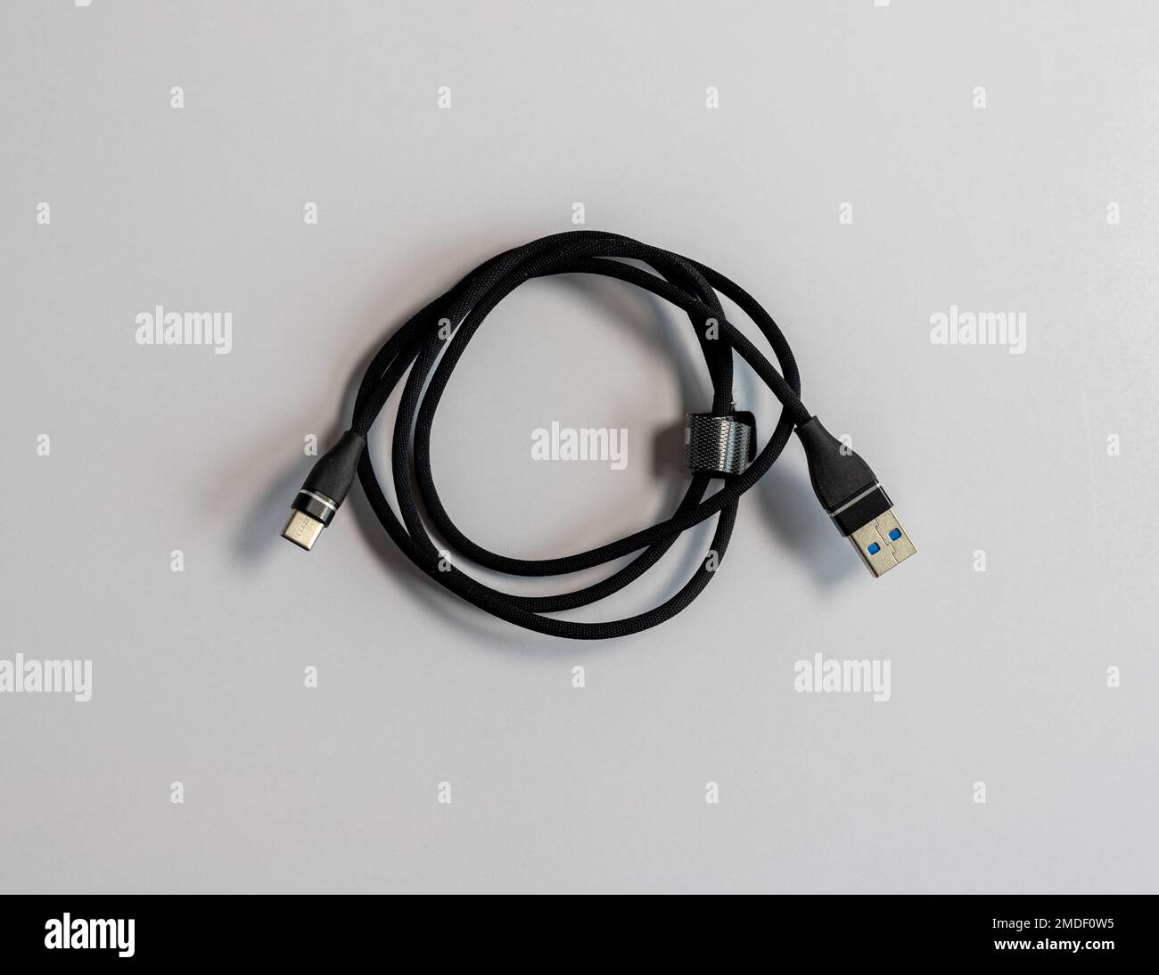 USB type C charging cable isolated on white background Stock Photo