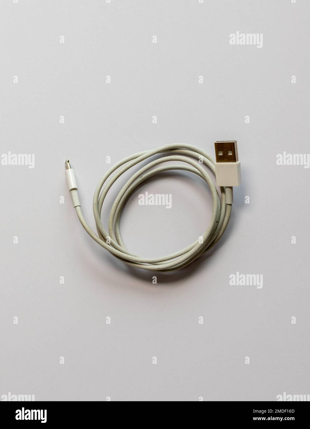 Iphone charging cable isolated on white background Stock Photo