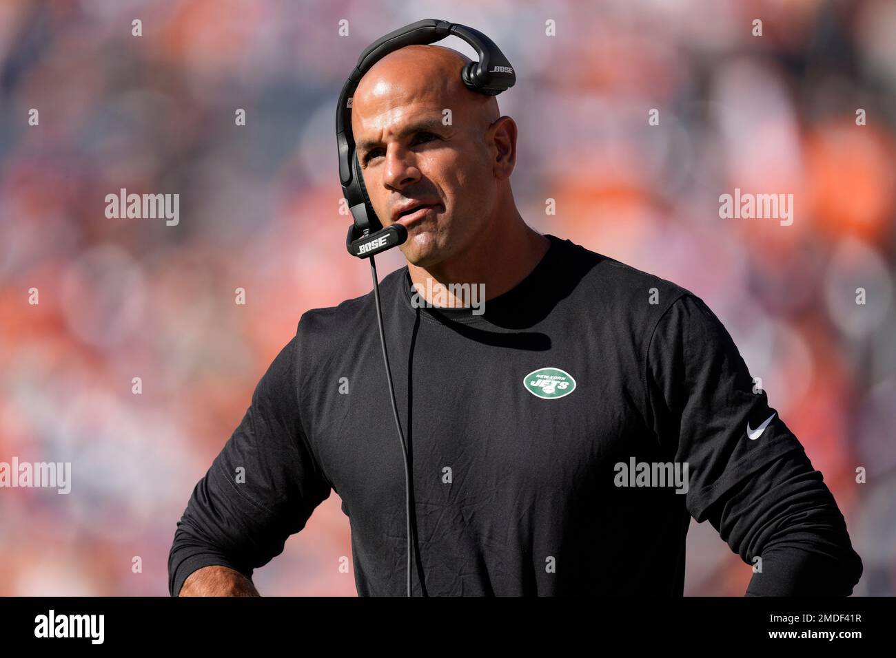 November 28, 2021: New York Jets head coach Robert Saleh watches