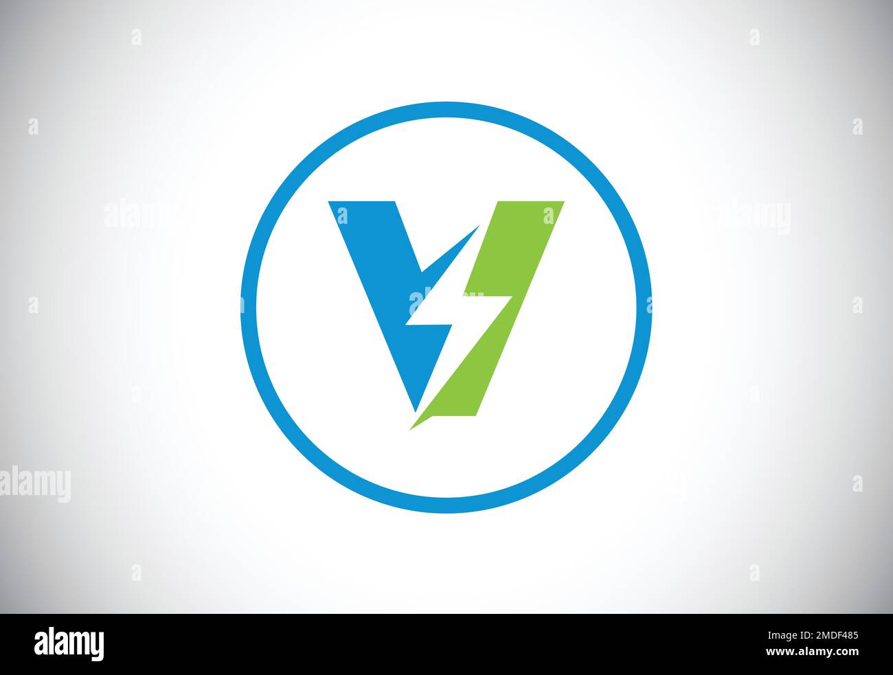 Initial V letter logo design with lighting thunder bolt. Electric bolt ...