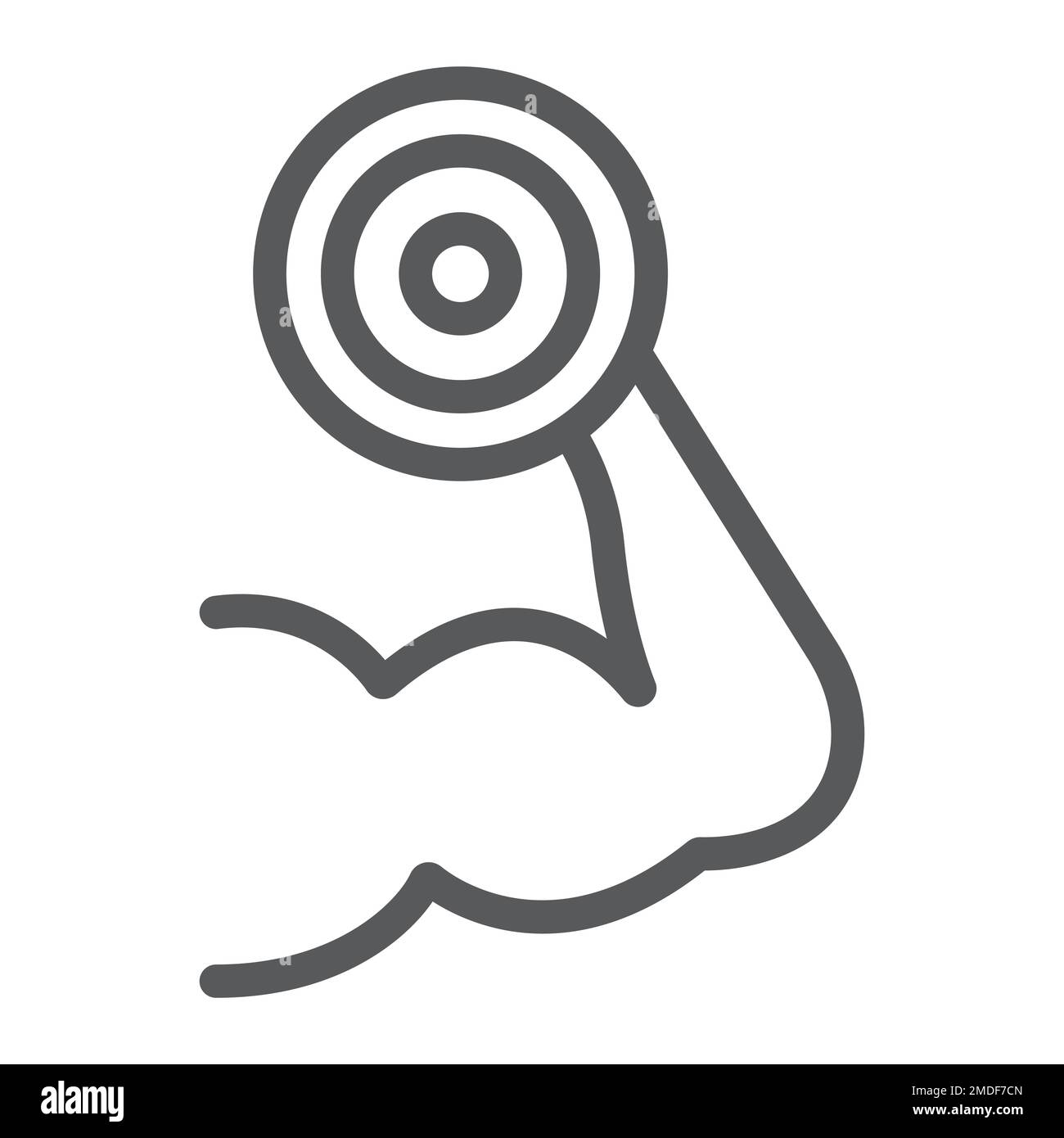 Muscle growth training line icon, gym and sport, strenght sign, vector