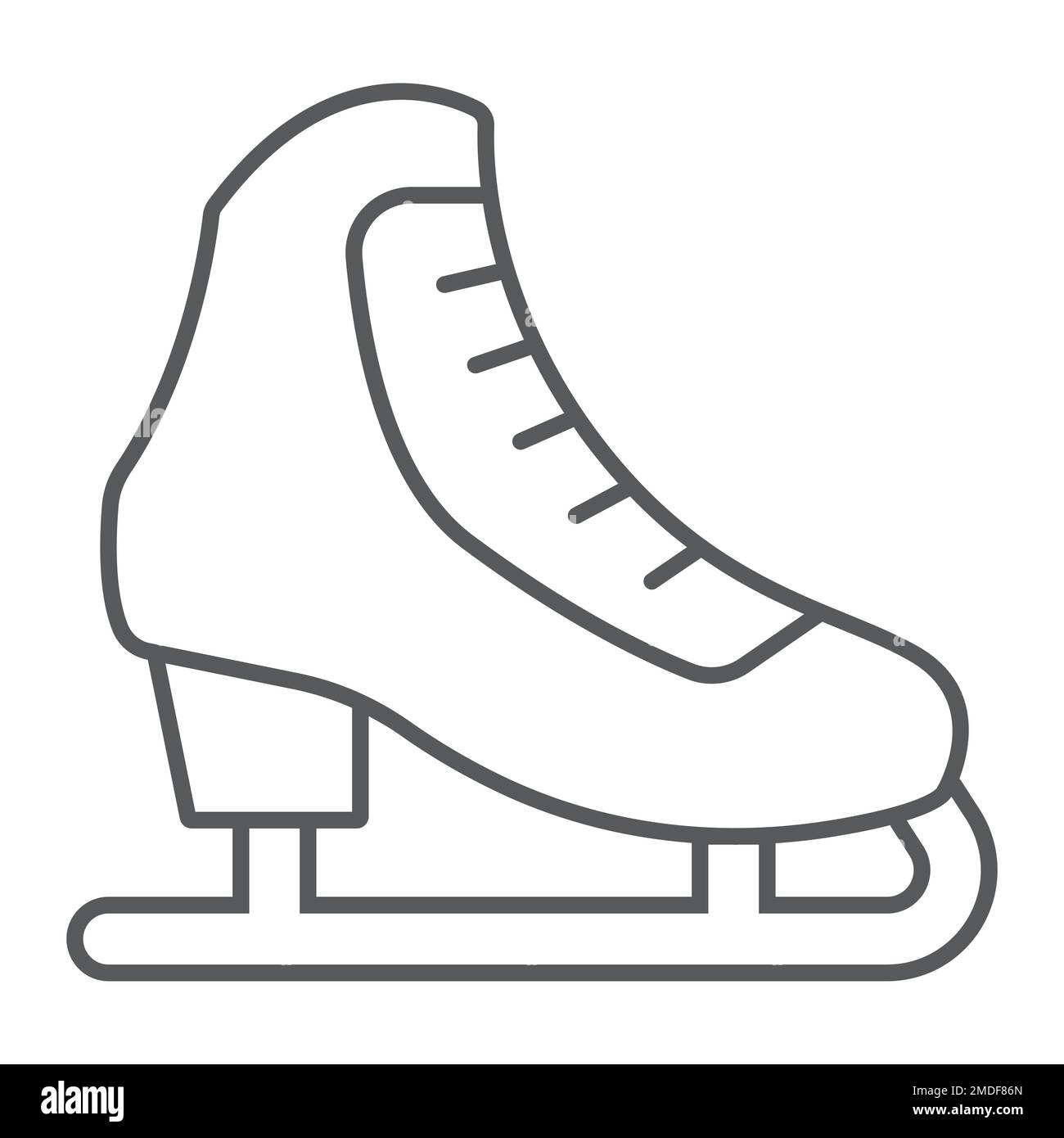 Figure skating thin line icon, activity and sport, ice skating sign