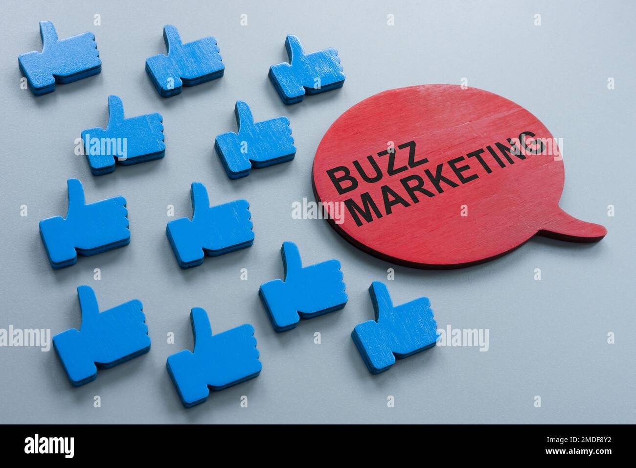 Likes symbols around and buzz marketing inscription. Stock Photo