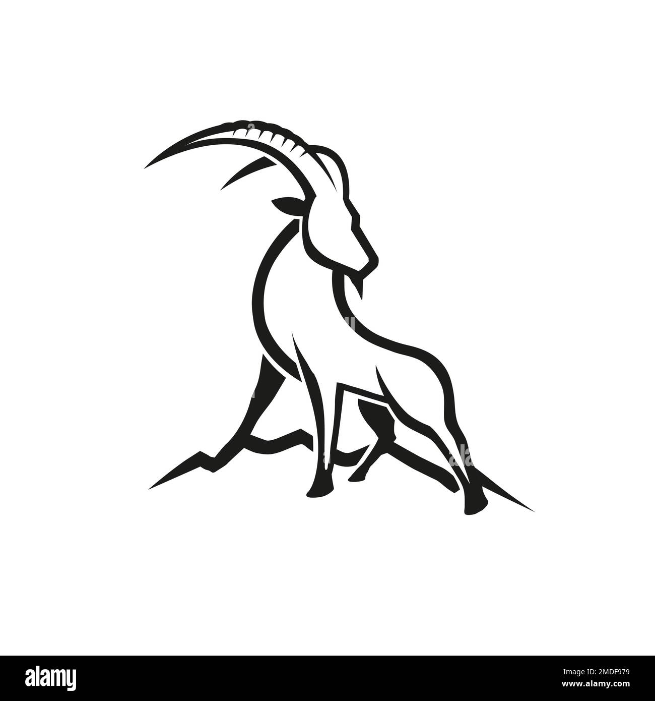 Creative Black Goat Sheep bighorn Logo Design Vector Stock Vector