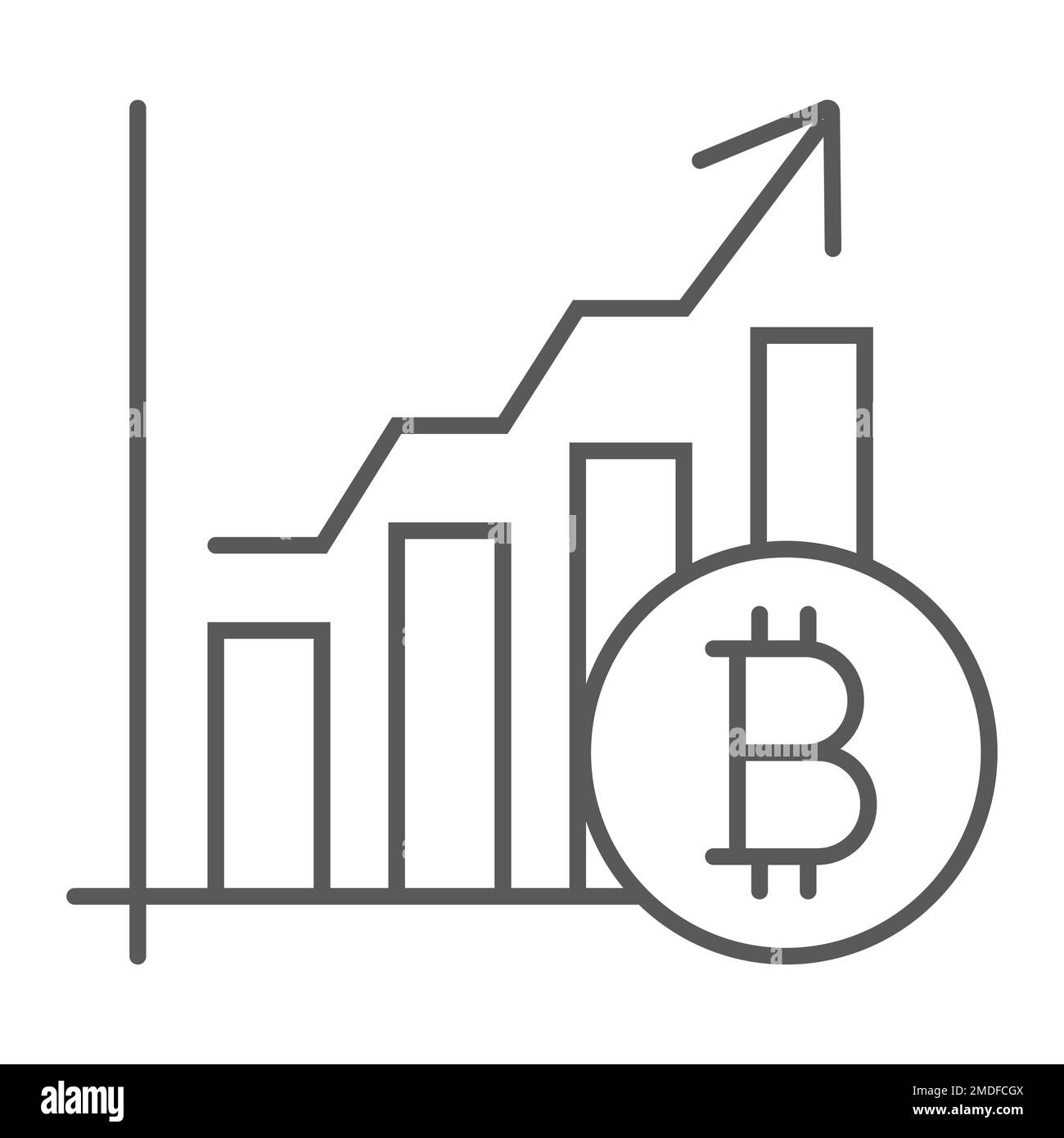 Bitcoin market growth chart glyph icon. Silhouette symbol. Cryptocurrency  prices rising. Statistics diagram with bitcoin sign. Negative space. Vector  Stock Vector Image & Art - Alamy